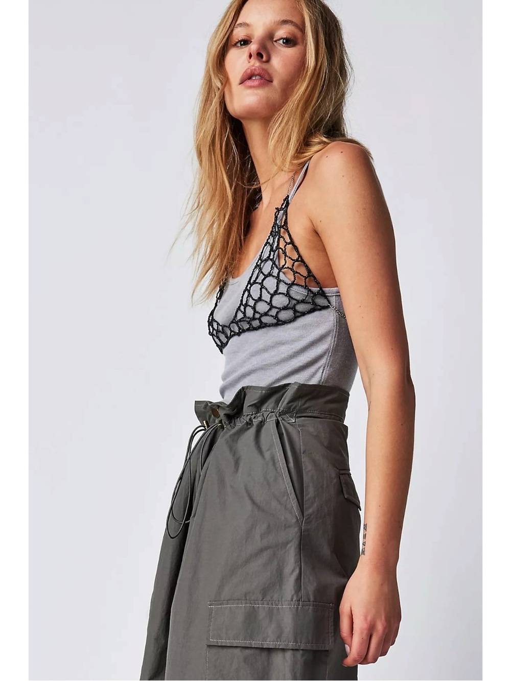 Free People Ethereal Dainty First Love Pearl Body Chain in Black NWT Coquette OS